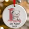 Personalised 1st Christmas Red Polar Bear Ceramic Hanging Tree Decoration - 7cm