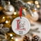 Personalised 1st Christmas Red Polar Bear Ceramic Hanging Tree Decoration - 7cm