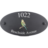 Personalised Budgerigar Bird Motif Oval Slate House Sign Plaque 25x13cm