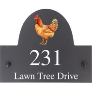Personalised Chicken Dog Motif Slate House Name Or Number Plaque/Sign - 25x20cm