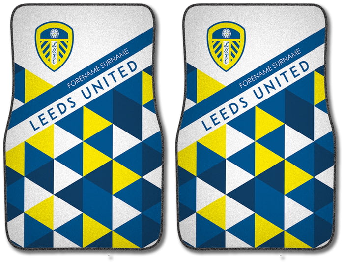 Personalised Leeds United FC Patterned Front Car Mats from Go Find A Gift