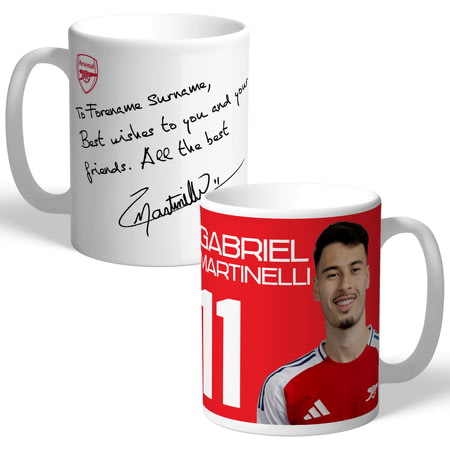 Personalised Arsenal FC Gabriel Martinelli Autograph Player Photo 11oz Ceramic Mug