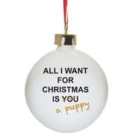 Personalised All I Want For Christmas Ceramic Christmas Tree Bauble
