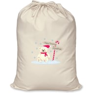 Personalised Candy Cane Bear Cotton Christmas Santa Sack