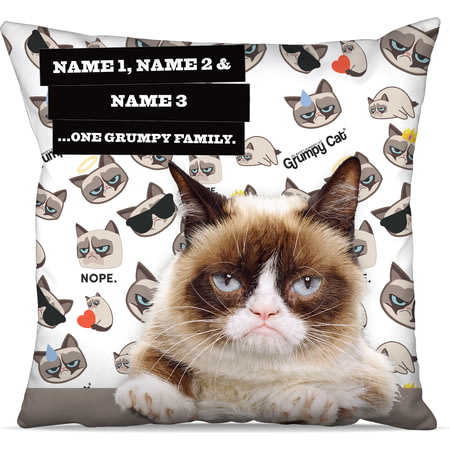 Personalised Grumpy Cat - Grumpy Family Emoji Cushion - 45x45cm