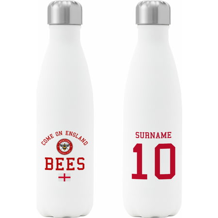 Personalised Brentford FC Come On England Insulated Water Bottle - White