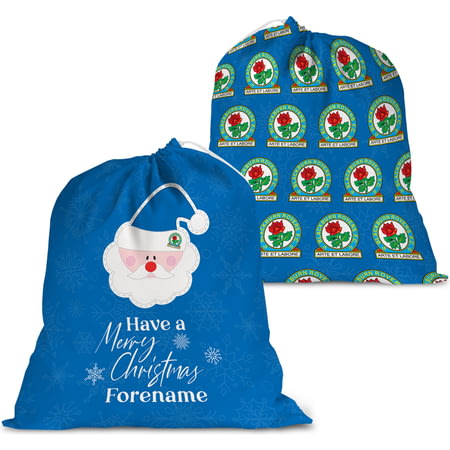 Personalised Blackburn Rovers FC Merry Christmas Large Fabric Santa Sack