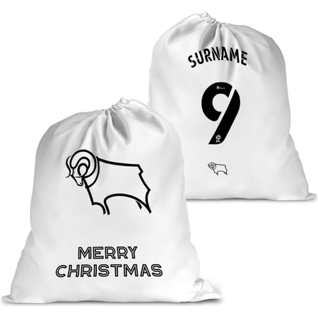 Personalised Derby County FC FC Back Of Shirt Large Fabric Christmas Santa Sack