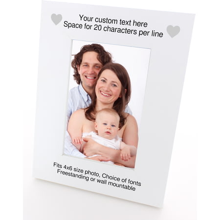 Personalised Silver Heart 4x6" Wooden Portrait Photo Frame