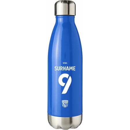Personalised West Bromwich Albion FC Back Of Shirt Blue Insulated Water Bottle