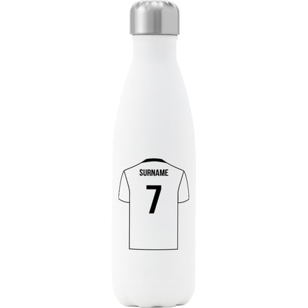 Personalised Swansea City Shirt Insulated Water Bottle - 500ml - White