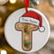 Personalised Gingerbread Initial Letter Christmas Ceramic Hanging Tree Decoration - 7cm
