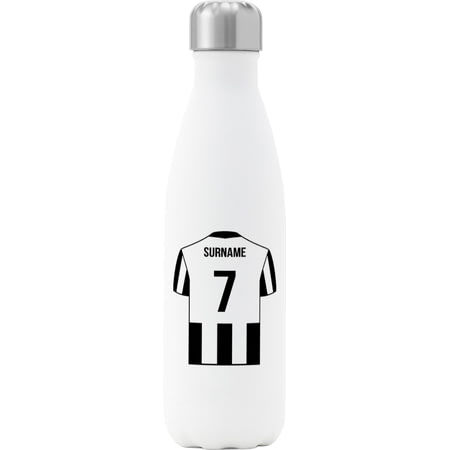 Personalised Newcastle Shirt Insulated Water Bottle - 500ml - White