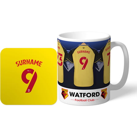 Personalised Watford Dressing Room Shirts Mug & Coaster Set