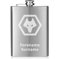 Personalised Wolves FC Crest Hip Flask