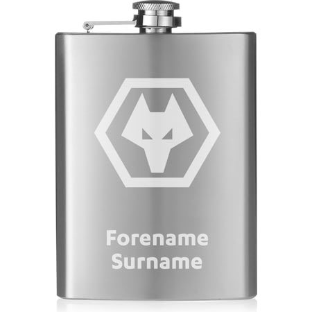 Personalised Wolves FC Crest Hip Flask