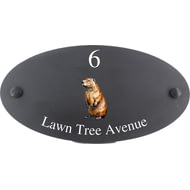 Personalised Beaver Wildlife Animal Motif Oval Slate House Sign Plaque 25x13cm