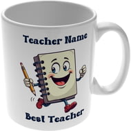 Personalised Best Teacher Notebook 11oz Ceramic Mug For Teachers And Mentors - End Of Term Gift