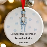 Personalised Blue Christmas Nutcracker Ceramic Hanging Tree Decoration - 7cm