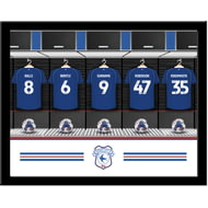 Personalised Cardiff City Dressing Room Shirts Framed Print