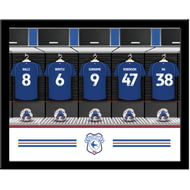 Personalised Cardiff City Dressing Room Shirts Framed Print