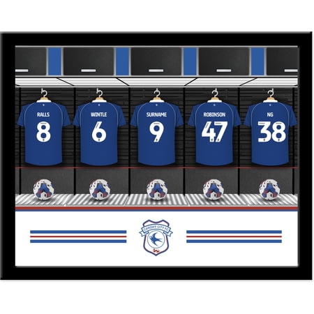 Personalised Cardiff City Dressing Room Shirts Framed Print