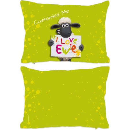 Personalised Shaun The Sheep Valentines Print Rectangle Cushion - 45x30cm