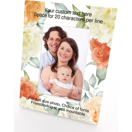 Personalised Flower Pattern 4x6" Wooden Portrait Photo Frame