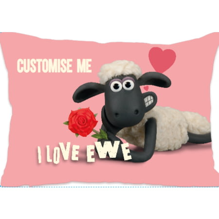 Personalised Shaun The Sheep Valentines 'I Love Ewe' Rectangle Cushion - 45x30cm