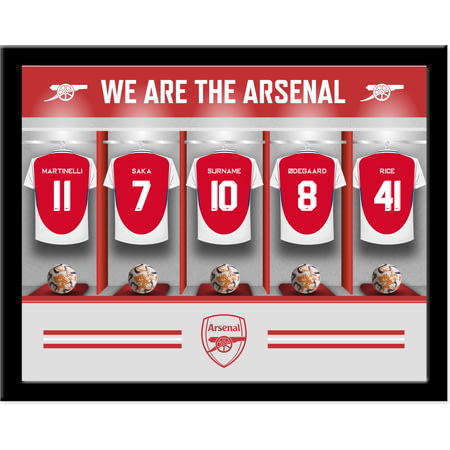 Personalised Arsenal FC Dressing Room Shirts Framed Print