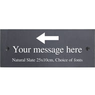 Personalised Engraved Slate Plaque Sign - Arrow Motif with wall fixings - 25x10cm