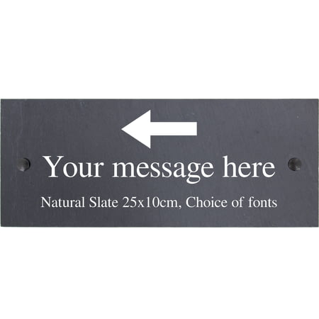 Personalised Slate Plaque Sign - Arrow Motif with wall fixings - 25x10cm
