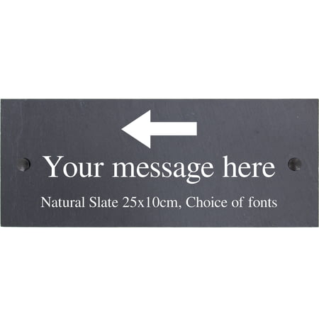 Personalised Engraved Slate Plaque Sign - Arrow Motif with wall fixings - 25x10cm