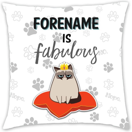 Personalised Grumpy Cat Emoji - Fabulous Cushion Grey - 45x45cm