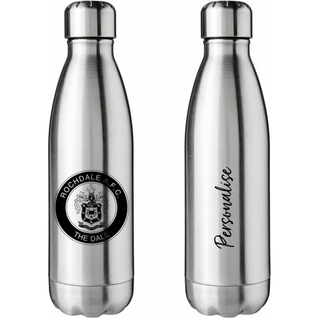 Personalised Rochdale AFC Crest Silver Insulated Water Bottle