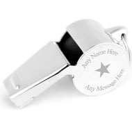 Personalised Engraved Stainless Steel Whistle with Star design In Gift Box