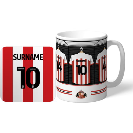 Personalised Sunderland AFC Dressing Room Shirts Mug & Coaster Set