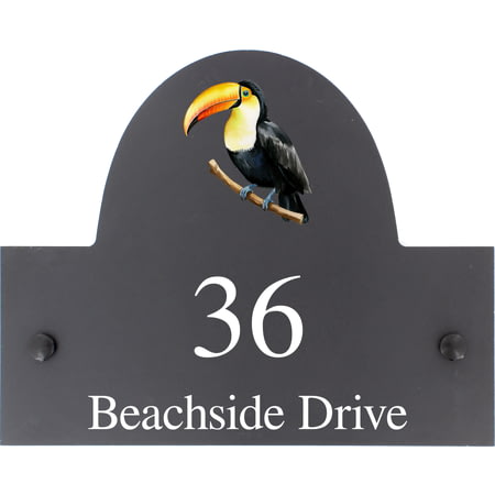 Personalised Toucan Bird Motif Slate House Name Or Number Plaque/Sign - 25x20cm