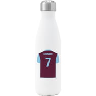 Personalised Burnley Shirt Insulated Water Bottle - 500ml - White