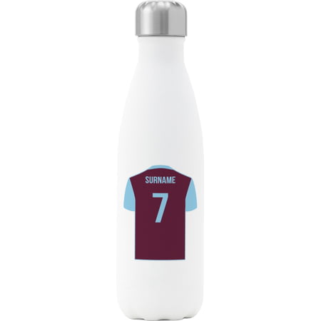 Personalised Burnley Shirt Insulated Water Bottle - 500ml - White