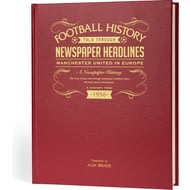 Personalised Manchester Utd In Europe Football History Newspaper Book - A3 Leather Cover 
