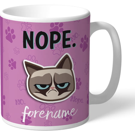 Personalised Grumpy Cat Emoji - Nope Mug Pink