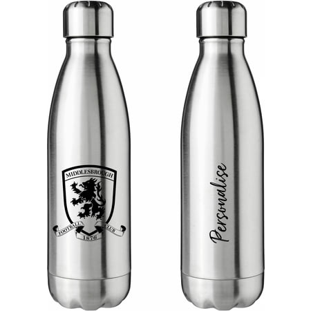 Personalised Middlesbrough FC Crest Silver Insulated Water Bottle