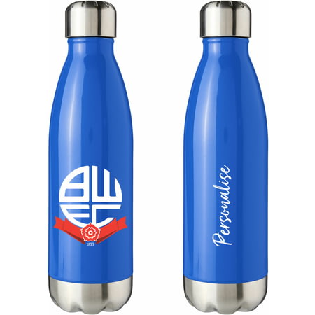 Personalised Bolton Wanderers FC Crest Blue Insulated Water Bottle