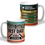 Personalised Best Dad In The World Tennis 11oz Ceramic Mug 