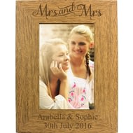 Personalised 6x4 Mrs & Mrs Wooden Photo Frame