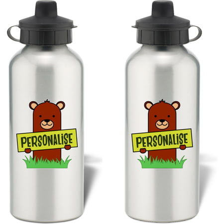 Personalised Kids Bear Aluminium Water Bottle