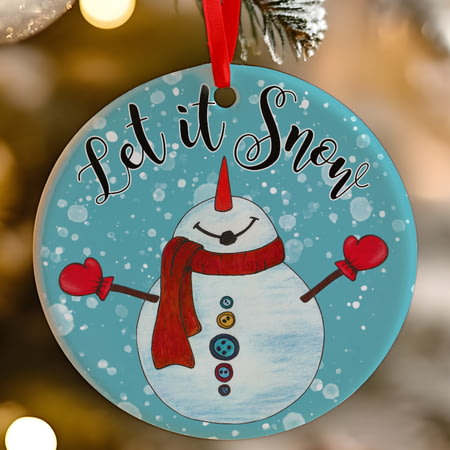 Let It Snow Snowman Ceramic Christmas Tree Decoration - 7cm