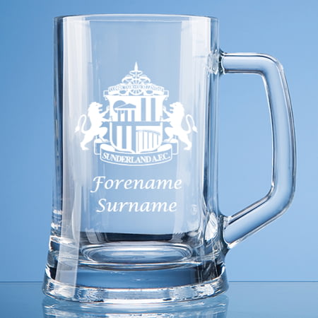 Personalised Sunderland AFC Crest Stern Glass Pint Tankard