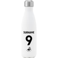 Personalised Swansea City AFC Back Of Shirt Insulated Water Bottle - White